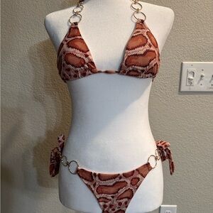 Snake Print Bikini with Gold Accents